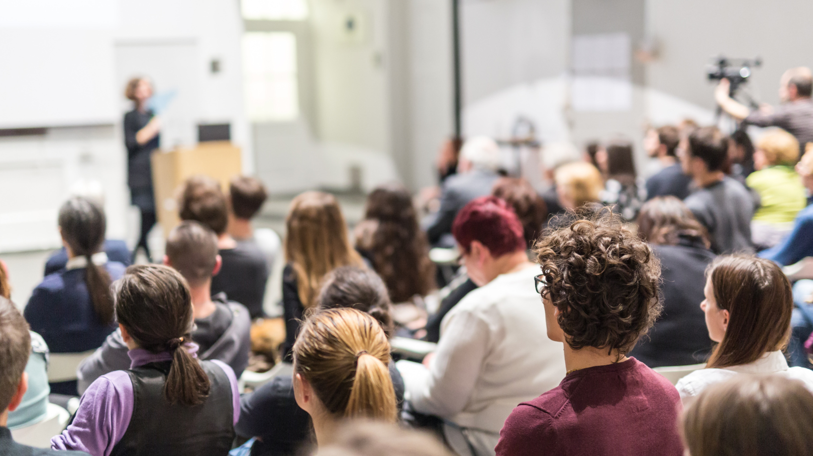 Students sitting in a university lecture hall