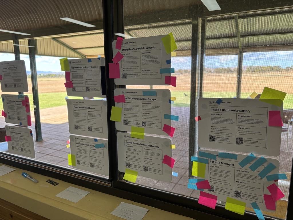 Energy Ready toolkit cards on a window with sticky notes