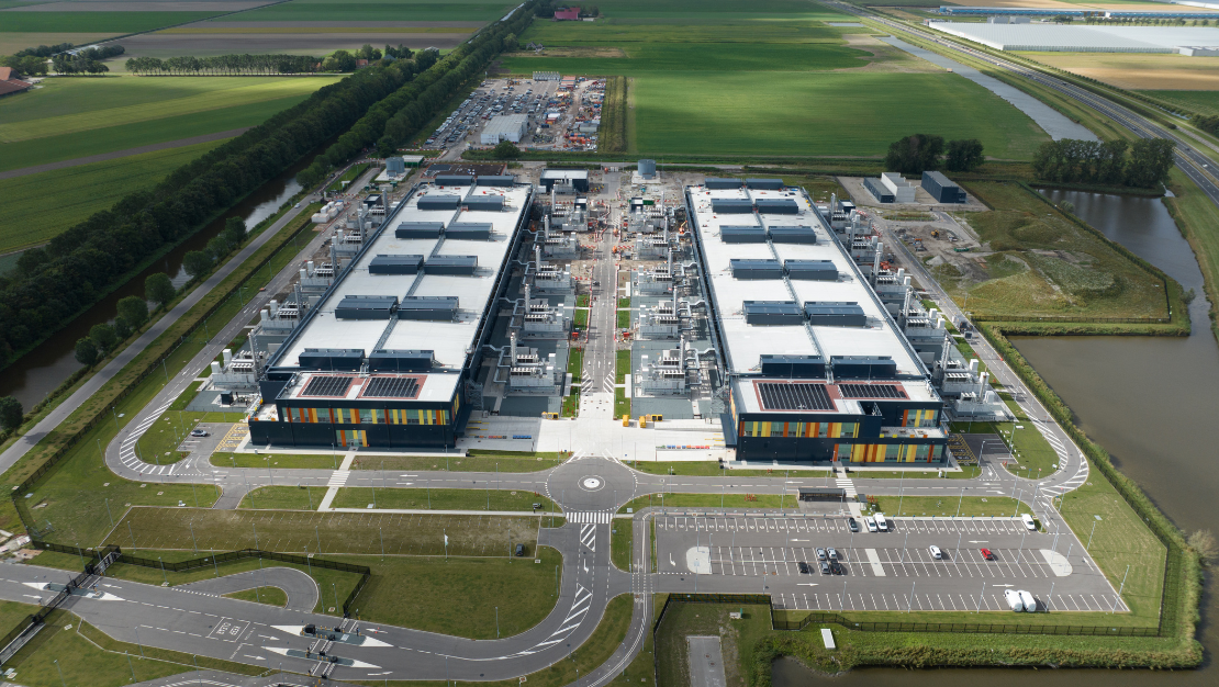 Aerial photo of a data centre in the Netherlands