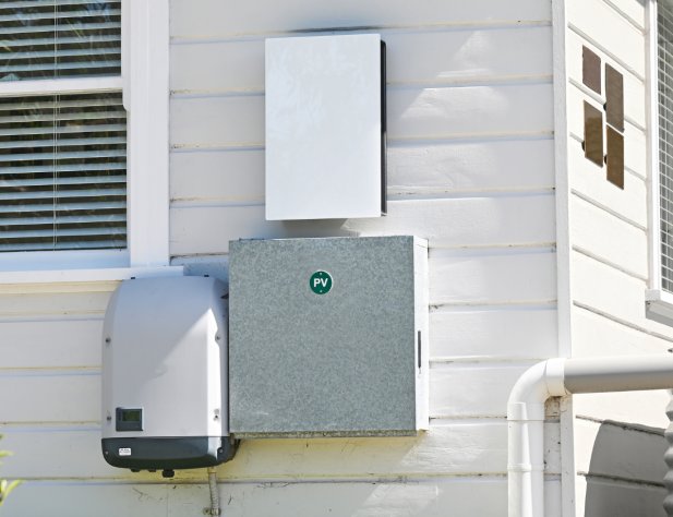 Outside of a home solar battery and inverter
