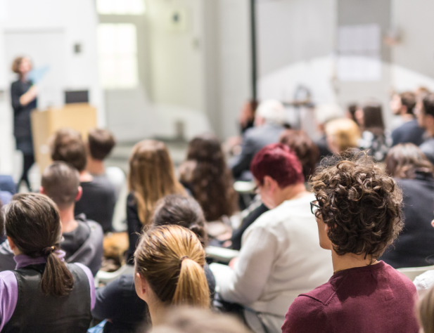 Students sitting in a university lecture hall
