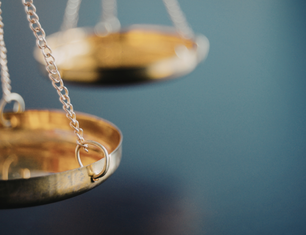 Close-up photo of scales against a dark background