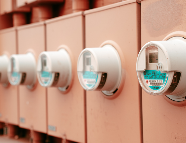 Close-up photo of electricity meters