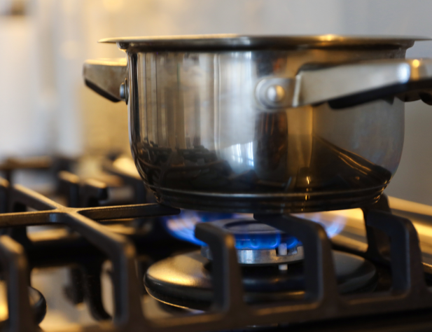 Pot on gas stove
