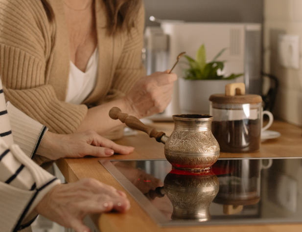 Pot of chai on induction stove