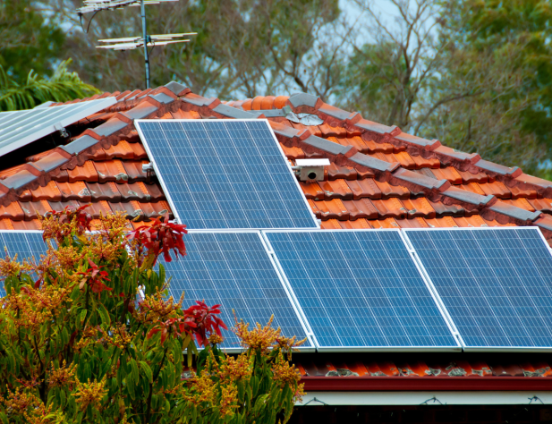 Home with solar panels