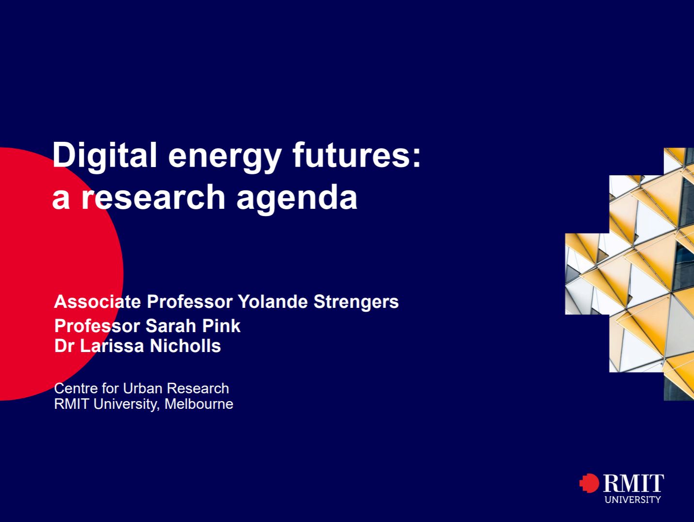 Digital energy futures a research agenda Yolande Strengers