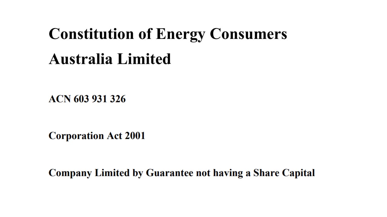 Energy Consumers Australia Constitution
