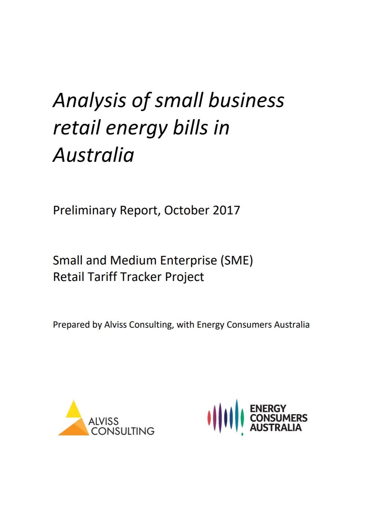 SME Retail Tariff Tracker Preliminary Report October 2017