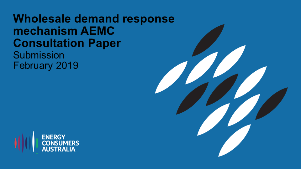 Wholesale demand response mechanism AEMC Consultation Paper